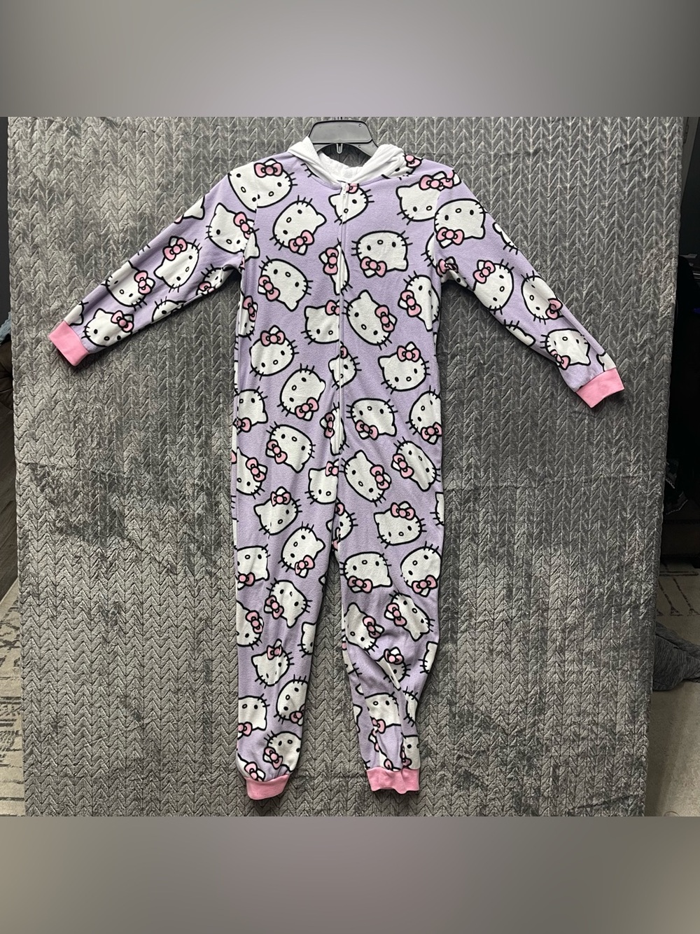 Girls' Hello Kitty Union Suit Purple Zipper Micro Fleece Kuromi Large 10/12 NWT